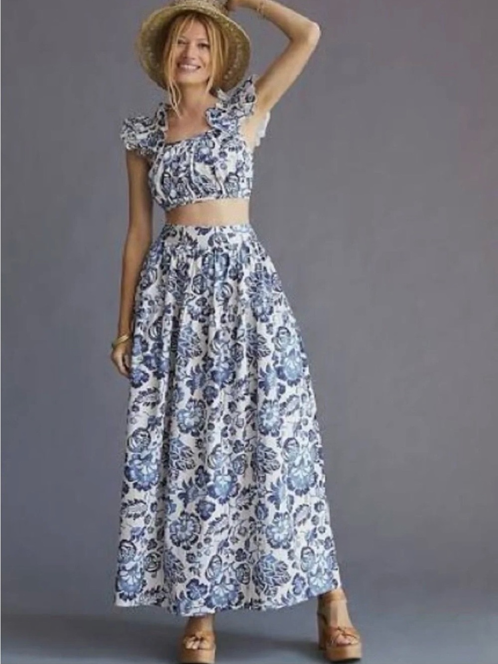 Anthropologie Forever That Girl Remme Ruffle Skirt + Crop Top 2-piece set Size M